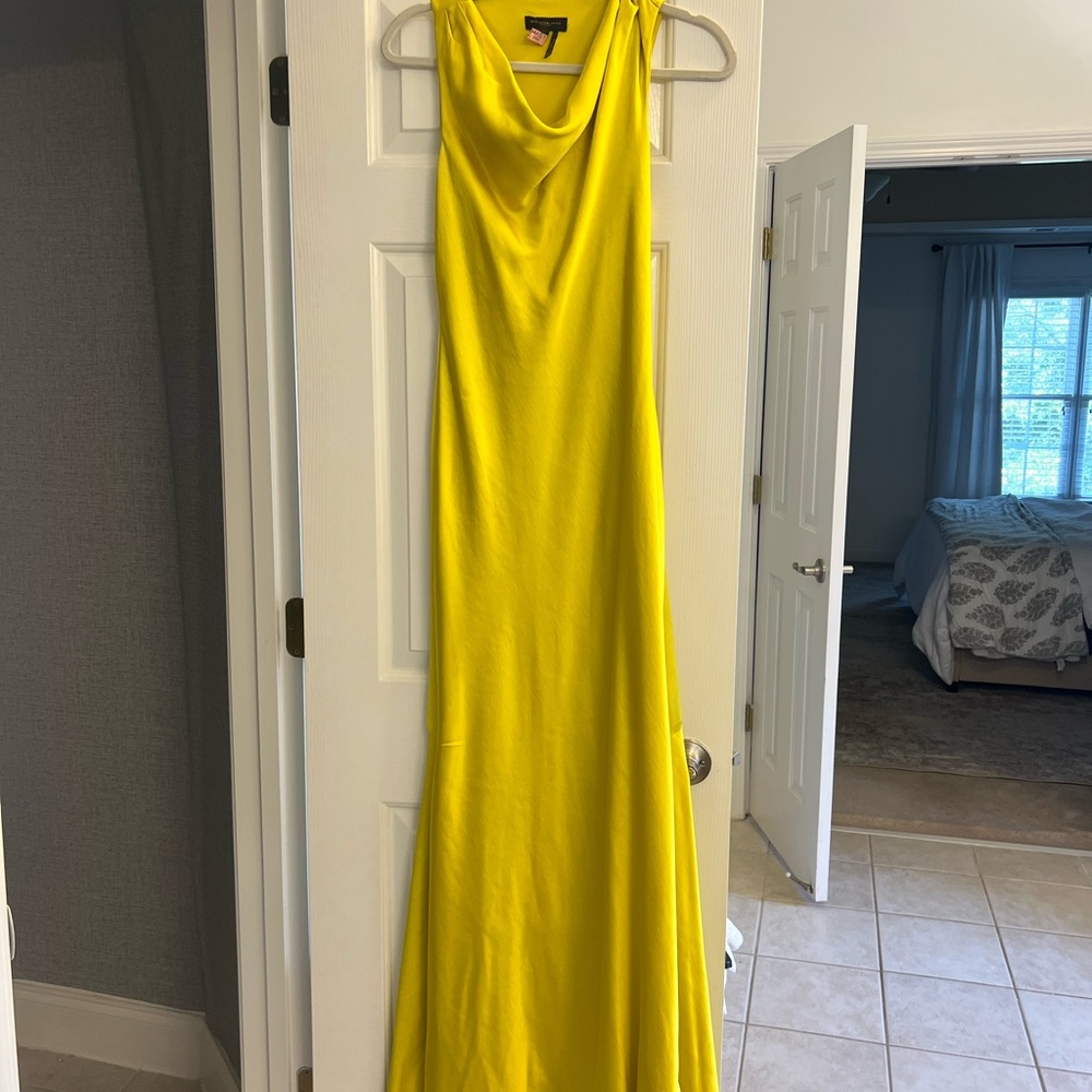 Donna Karan Yellow Asymmetrical Maxi Gown